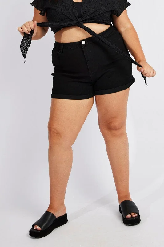 Special Offers, Don'T Miss Black Mom Shorts High Rise Stretch