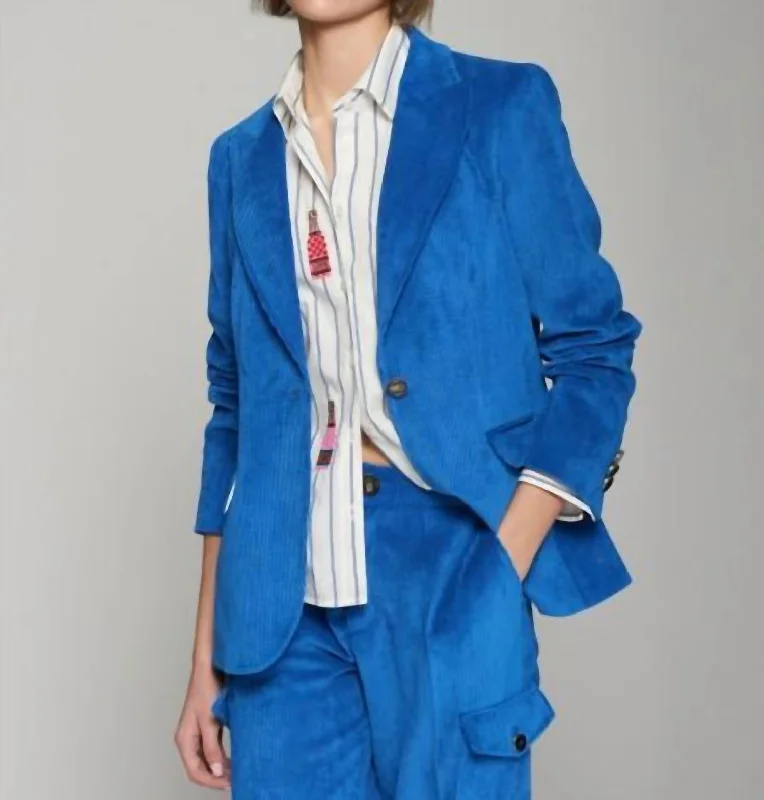 Travel Essentials Heather Corduroy Jacket In Blue