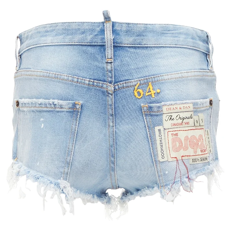 Versatile Wardrobe Essentials Dsquared Washed Distressed Logo Patch Frayed Cut Off Booty Shorts