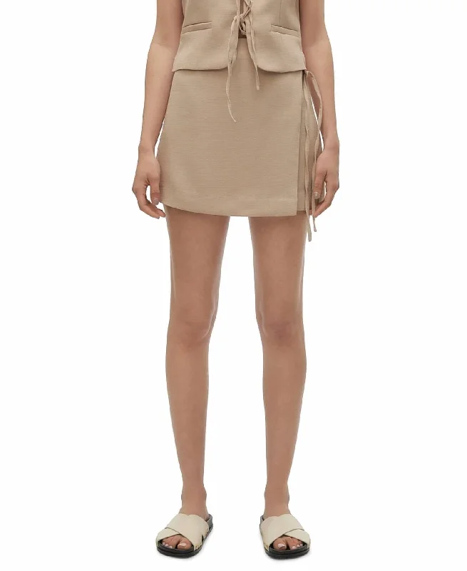 Chic Style, Always In Vogue Rose Solid High-Waist Side-Tie Skort In Nomad