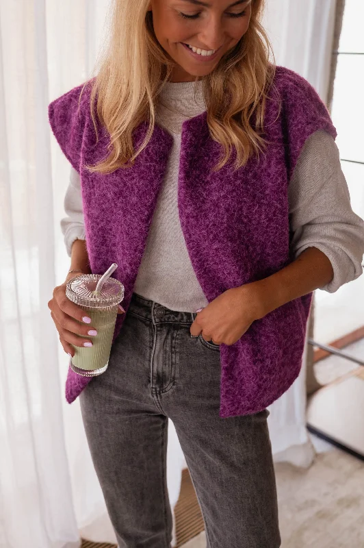 Trendy Fashion Sale Purple Lander Sleeveless Cardigan