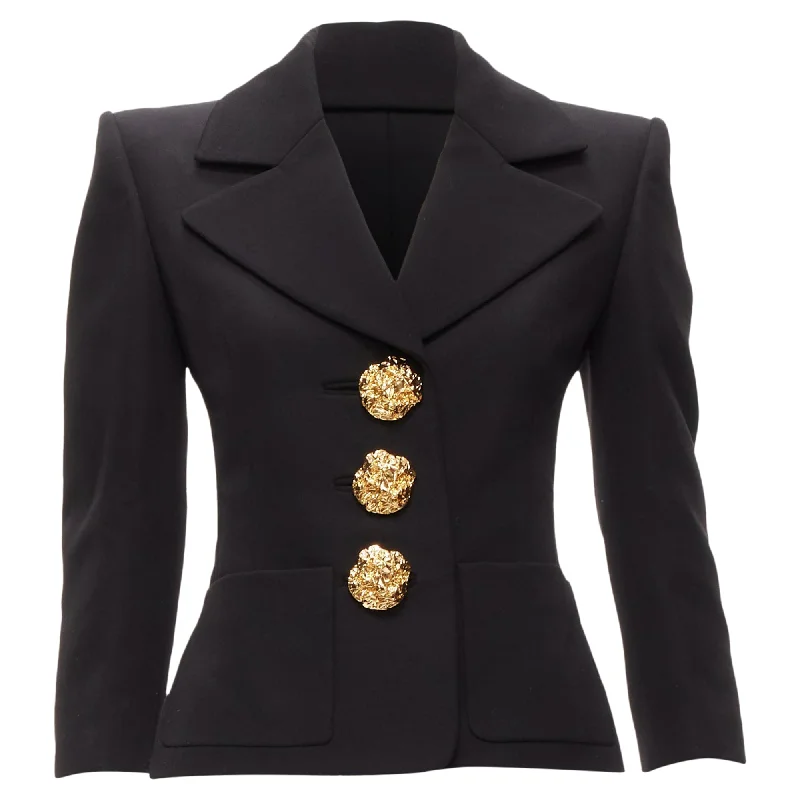 Vibrant Styles Saint Laurent wool floral buttons power blazer