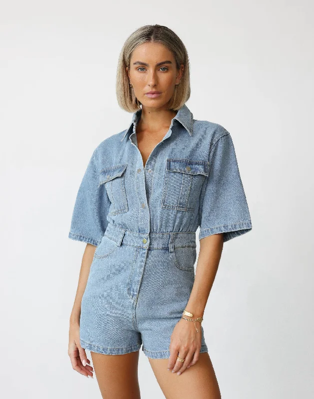 Fashion Forward Femme Darcy Playsuit (Vintage Blue)