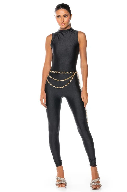 Effortless Sophistication THE CASSIE SLEEVELESS SLINKY JUMPSUIT IN BLACK