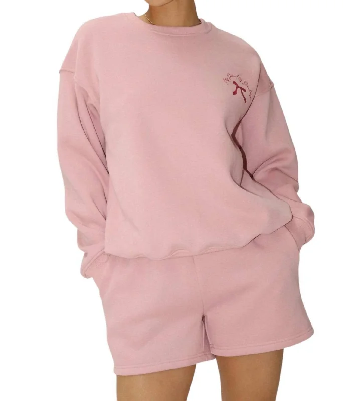 Style Revolution Ribbon Sweatshirt In Pink