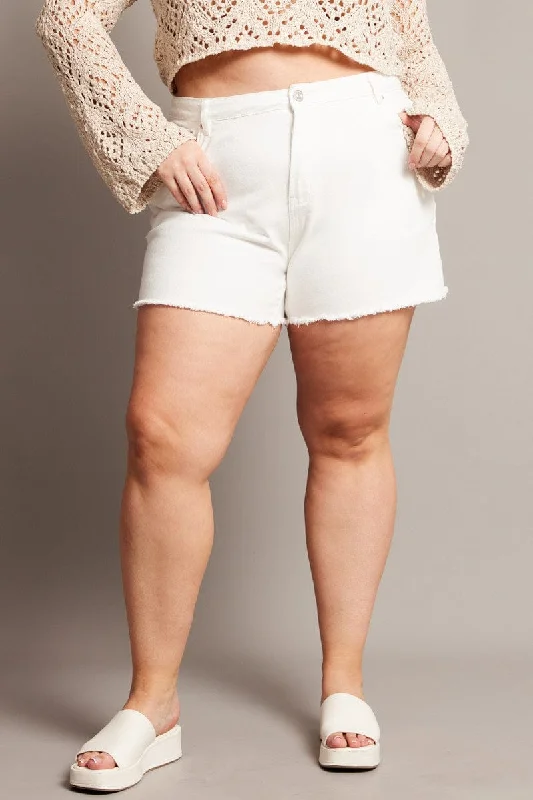 New Season Fashion Preview Sale White Relaxed Shorts High Rise