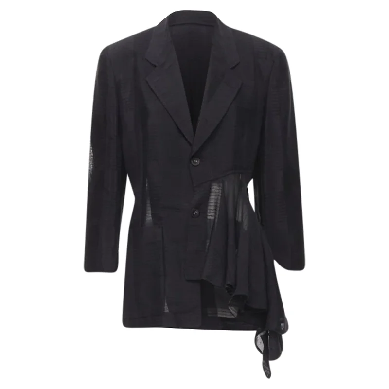 Elegant Styles Comme Des Garcons 's ruffle draped checked sheer blazer jacket