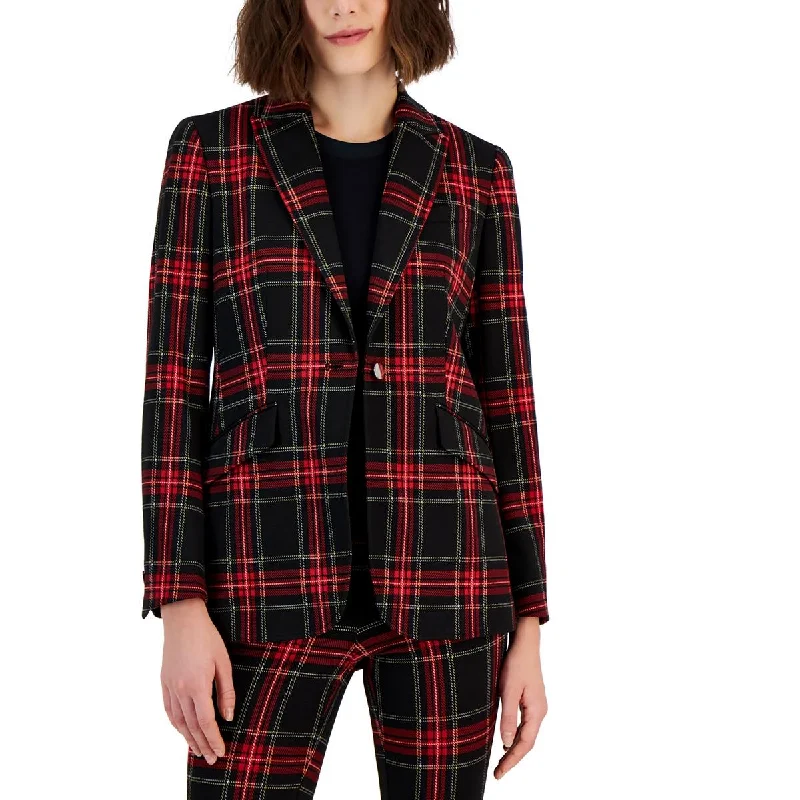 Imeless Style Womens Plaid Suit Separate One-Button Blazer