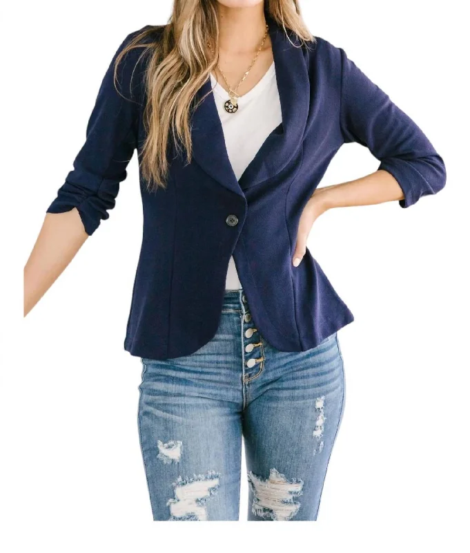 Comfortable Clothes Acting Like A Lady Blazer In Navy / Blue