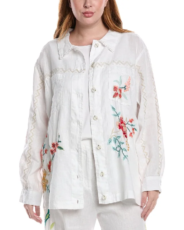 Feminine Allure Johnny Was Plus Relaxed Linen Jacket