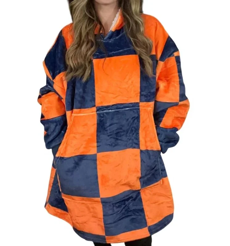 Limited - Edition Drops Fan Fleece Blanket Sweatshirt In Blue & Orange