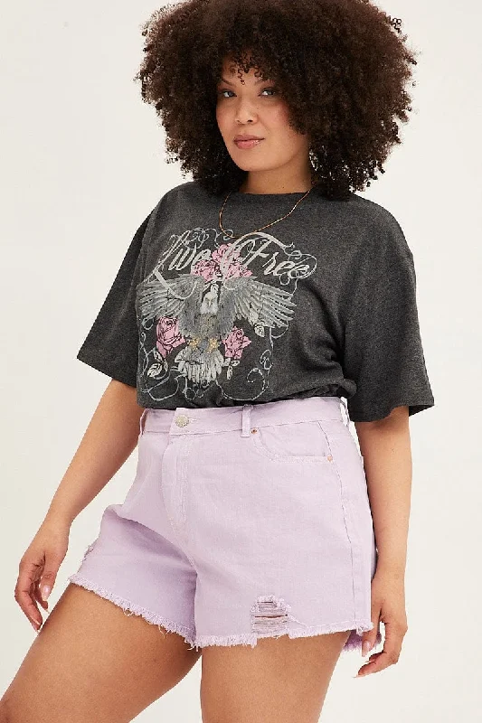 Explore What's New Purple Relaxed Denim Shorts High Rise