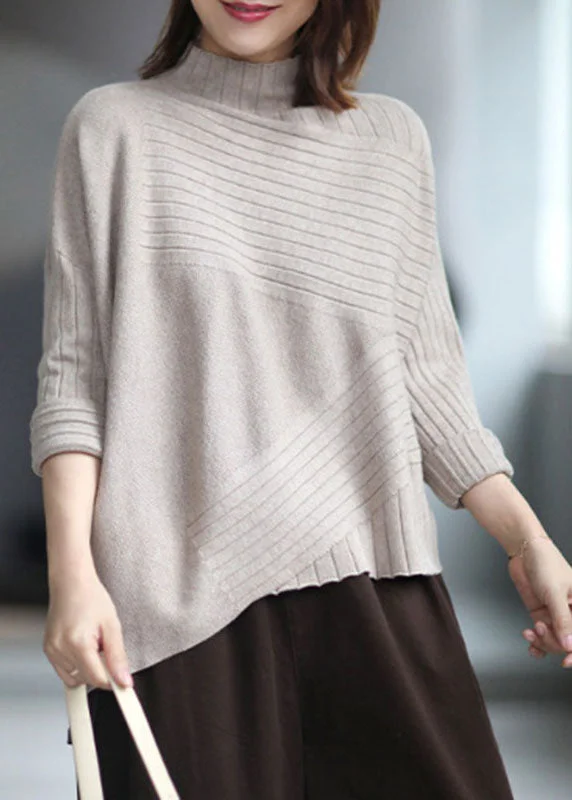 Grab Romantic Date - Night Styles Now Casual Apricot elegant Turtleneck Casual Fall Sweater