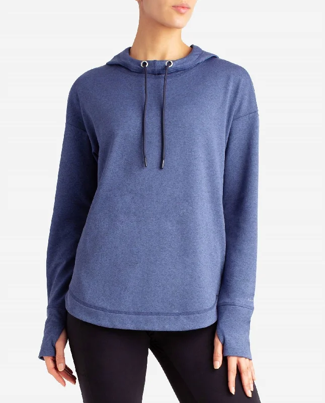 Save On Classic Elegant Styles Heather Lotus Popover Hoodie In Navy Heather