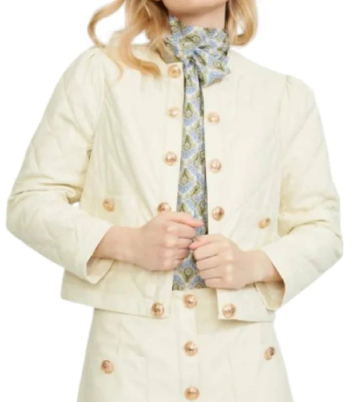 Exclusive Discounts Vegan Leather Quilted Jacket In Cream