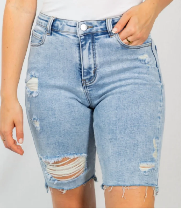 Exclusive Sale Luck Be A Lady Biker Shorts In Denim