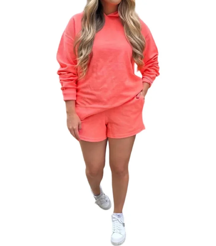 Style Revolution Darya Luxe Corded Shorts In Coral