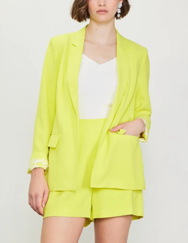 Flash Sale Starts Long Sleeve Blazer In Lime Yellow