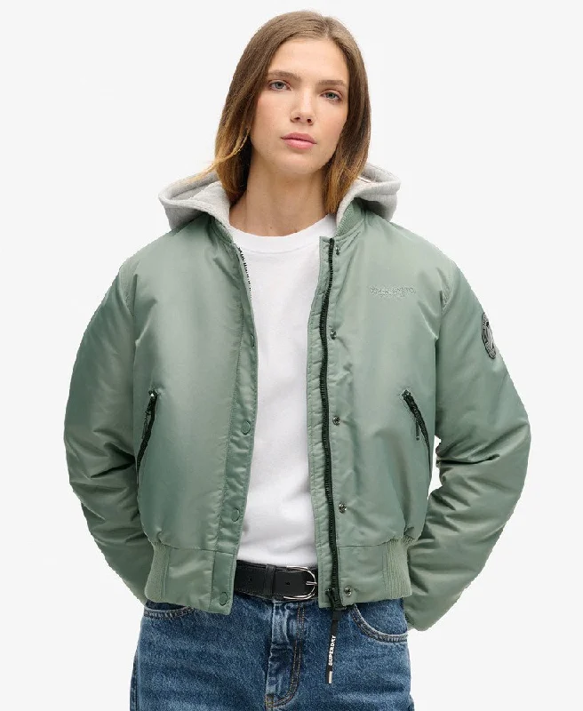 Refined Look Hooded Bomber Jacket | Laurel Khaki