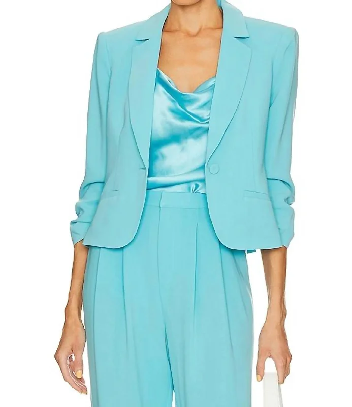 Trendy Street Style Attire Le Petit Khloe Blazer In Cyan