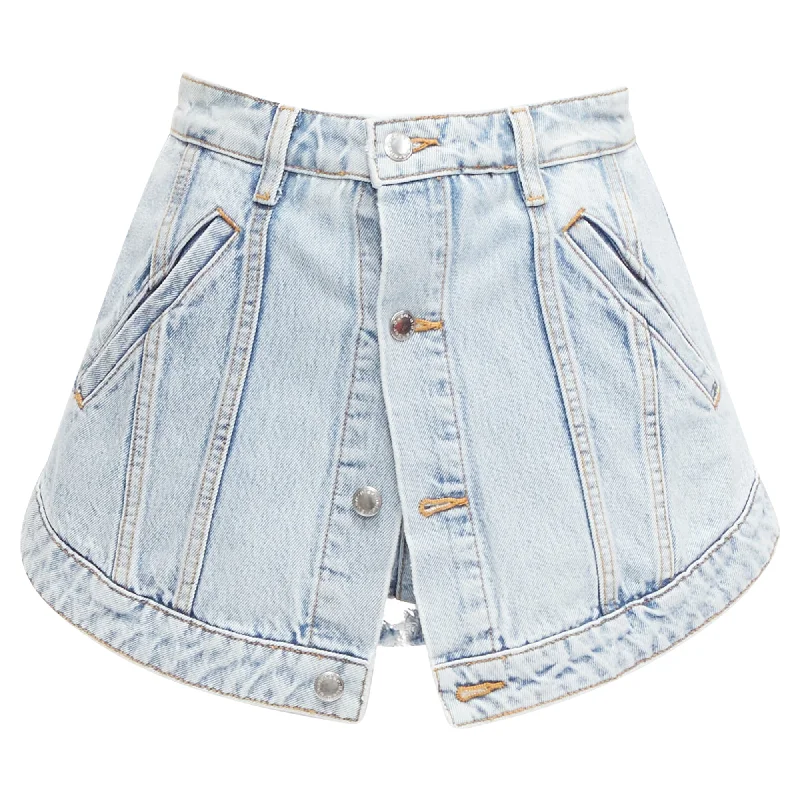 Graceful Cut Alexander Wang Washed Cotton Layered Skort High Waist Cutaway Shorts