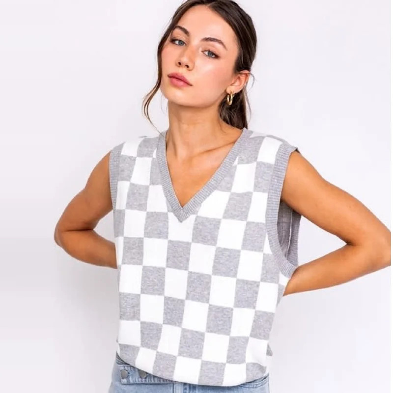 Seasonal Clearance Checker Board Sweater Vest