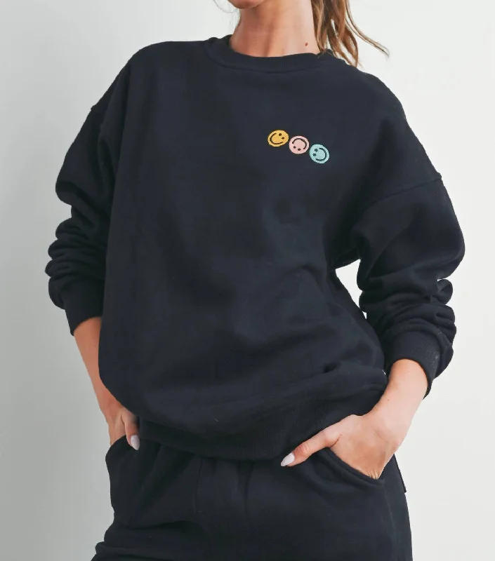 The Epitome Of Modern Women's Fashion French Terry Fleece Sweatshirt In Black