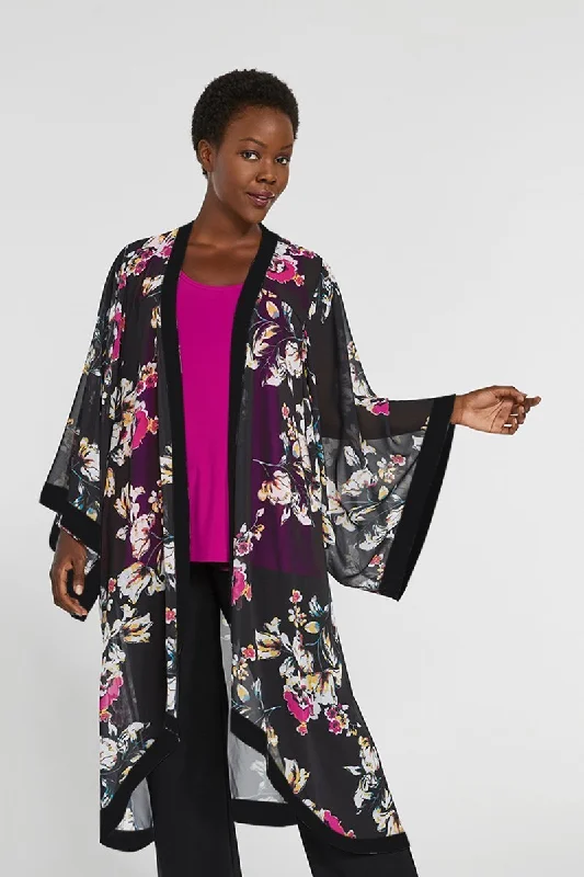 Popular Collection Whisper Long Kimono | Black Floral