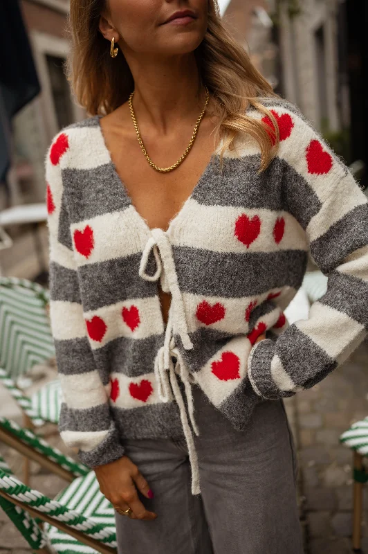 Effortless Chic Apparel Grey Striped Anne Cardigan