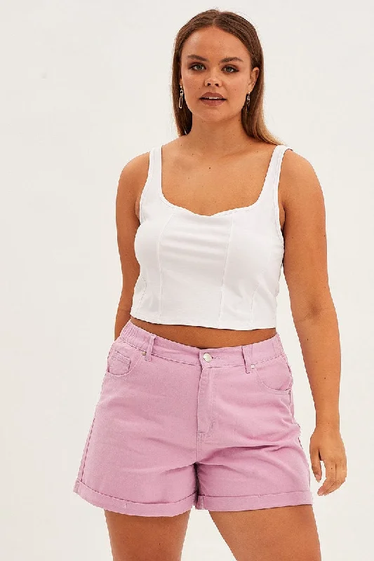 Romantic Flair Purple Mom Denim Shorts High Rise