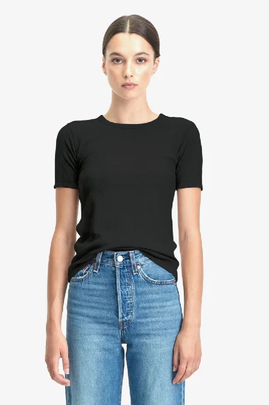 Unleash Your Fashion Commoners - Womens Base SS Ribbed Tee, Black