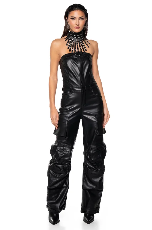 Explore What's New DONT MESS WITH ME PU JUMPSUIT