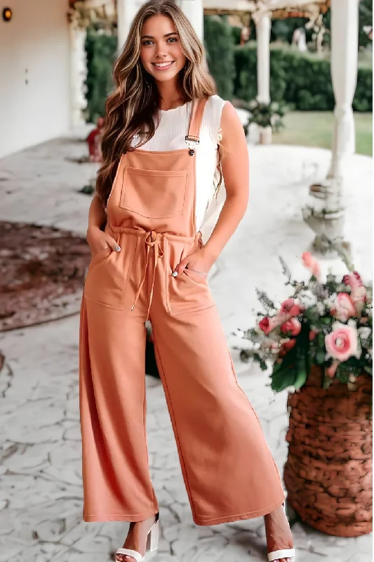 Romantic Date - Night Ensemble Pocketed Drawstring Wide Leg Overalls