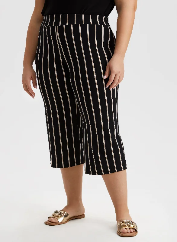 Huge Price Cut Stripe Print Wide Leg Capris