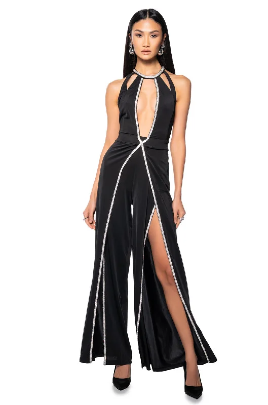 Browse Our Top Products A LITTLE BIT OF CLASS RHINESTONE CUT OUT JUMPSUIT