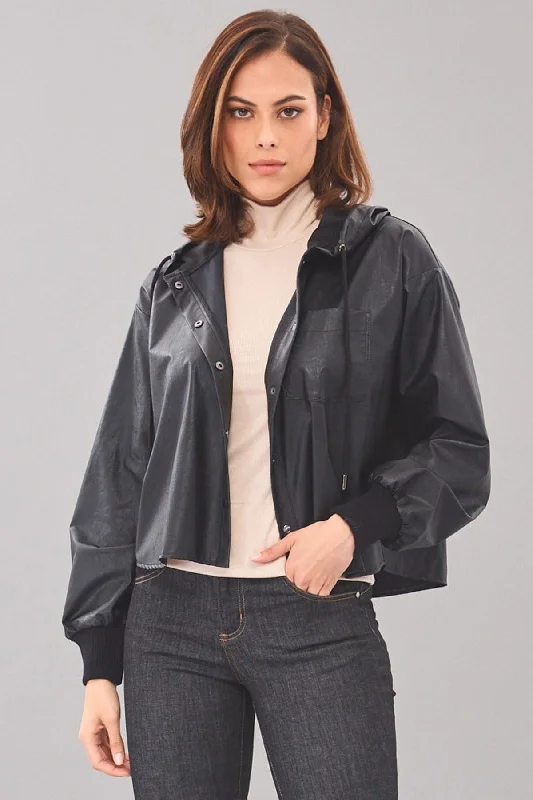 Trendy Women’S Wear Vegan Leather Swing Jacket