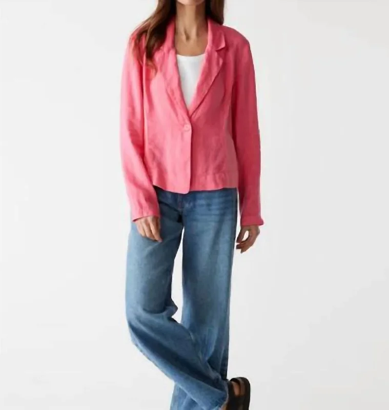 Comfort First Women's Wear Pearson Ribbed Mixed Blazer In Flamingo Pink