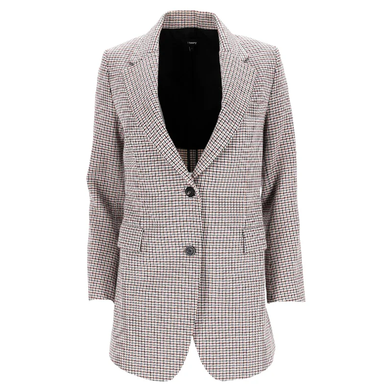 Vintage Style Clothing Sale Theory Houndstooth Single-Breasted Blazer in Multicolor Wool