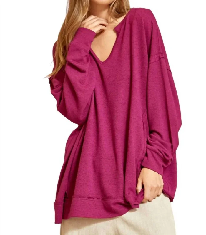 Trend Forward Threads Worth The Wait Pullover In Magenta