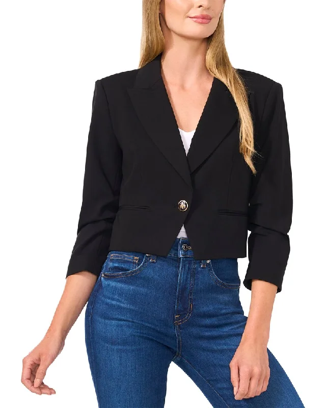 Stylish Statements CeCe Ruched Sleeve Cropped Notch Collar Jacket