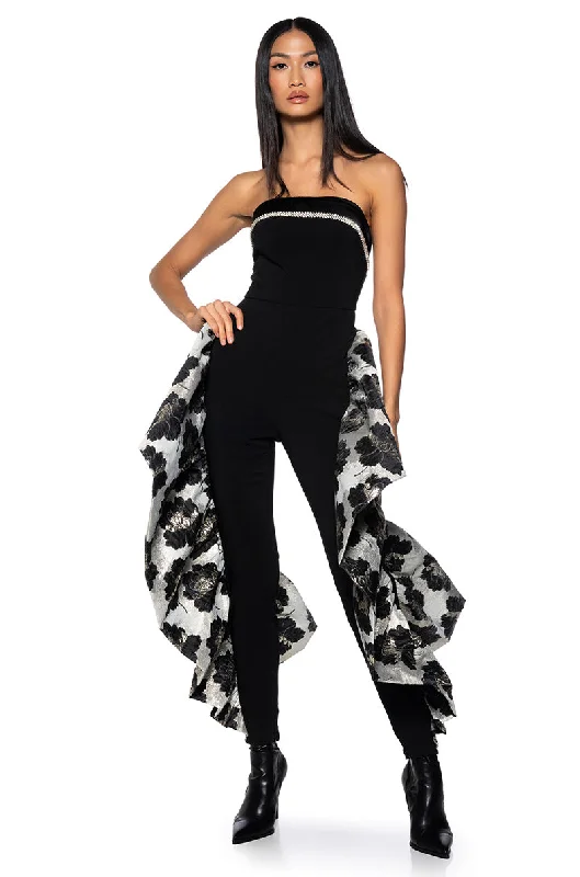 Redefining Women's Style LA LA STRAPLESS FLARED JUMPSUIT