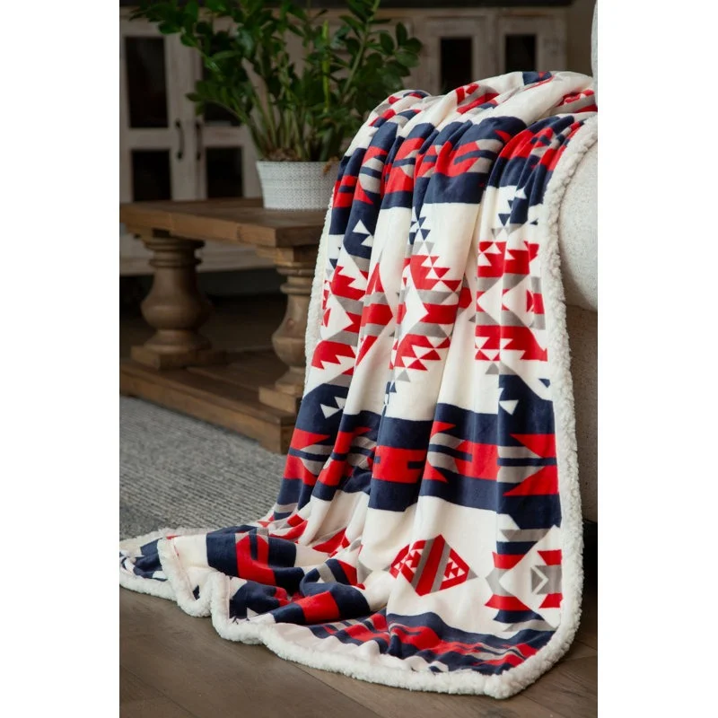 Quality Driven Apparel Red, White & Blue Southwest Plush Throw Blanket - 56"x 68"