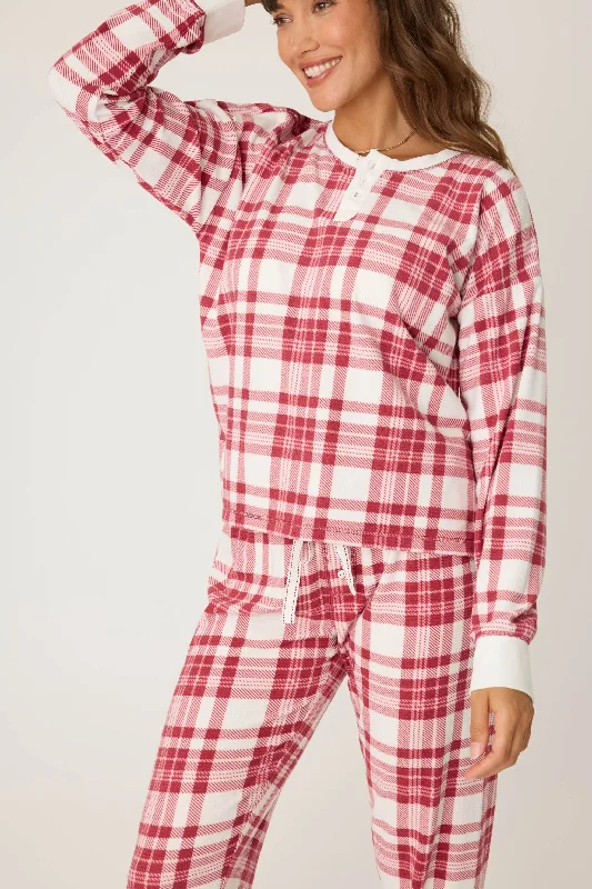 Comfort Centric Apparel Women's Long Sleeve Plaid Top