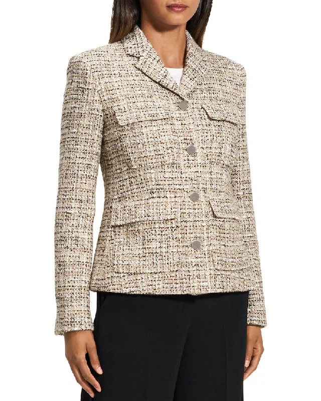 Women's Party Outfit Wardrobe Essentials Theory Mix Tweed Military Jacket