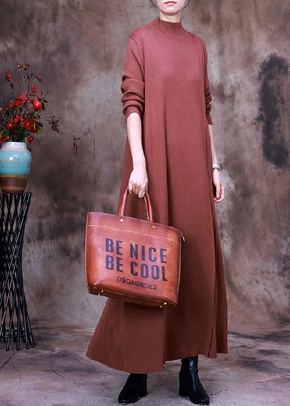 Playful Elegance Plus Size Women Chocolate slim fit Knit Dress Spring