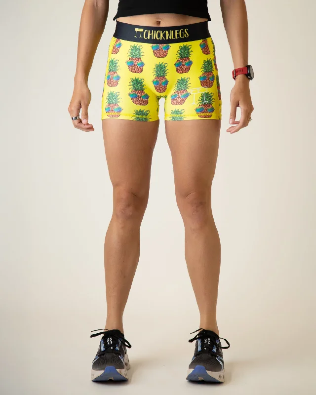 Tropical Island - Inspired Attire Women's Pineapple Express 3" Compression Shorts