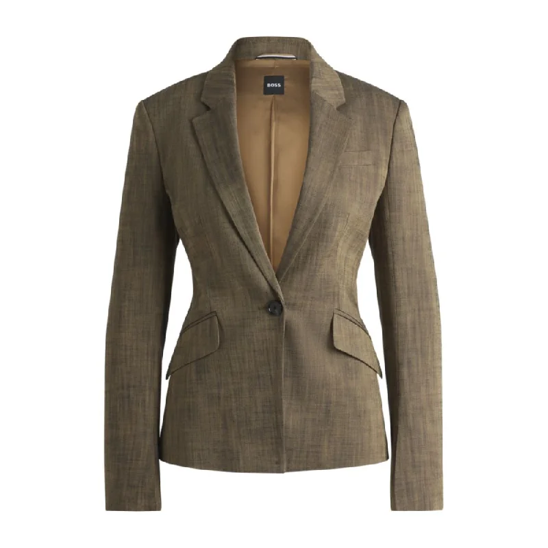 Versatile Style Wardrobe Slim-fit blazer in melange sharkskin fabric