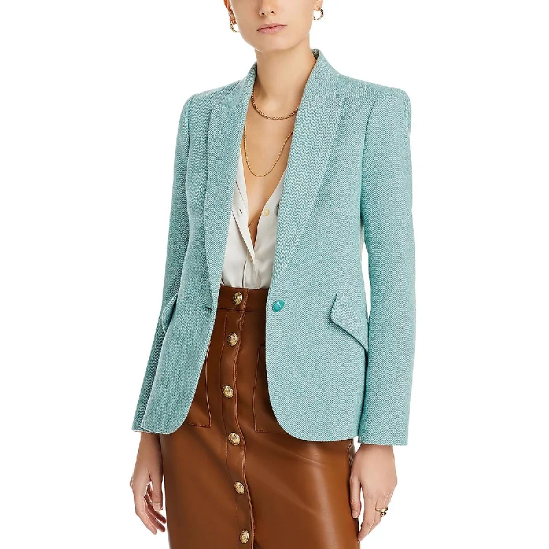 Vibrant Prints Womens Wool Blend Office One-Button Blazer