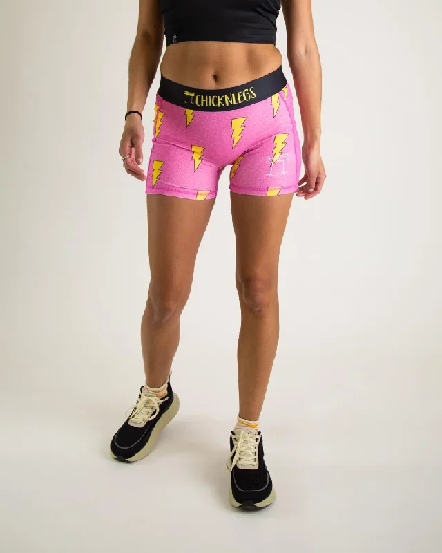 Versatile Outfits Women's Pink Bolts 3" Compression Shorts