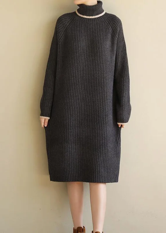 Latest Trends Oversized black gray Sweater outfits Refashion Largo high lapel collar sweater dress